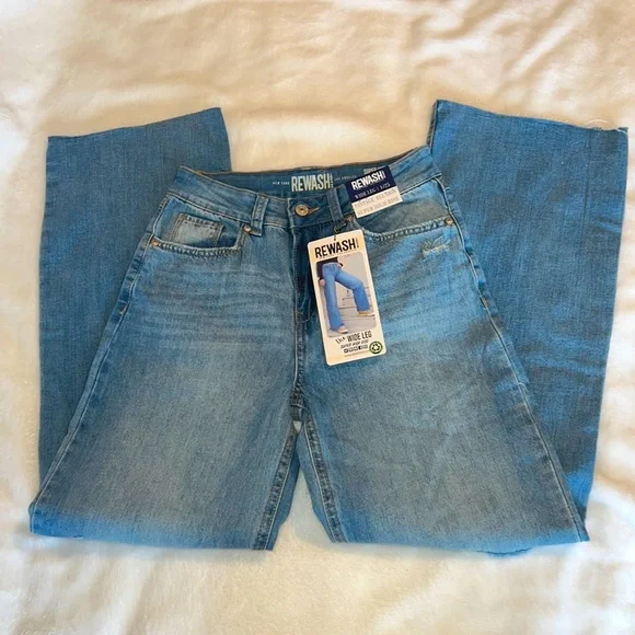 NWT Rewash Super High Rise Vintage Reunion Wide Leg Jeans - Picture 3 of 12